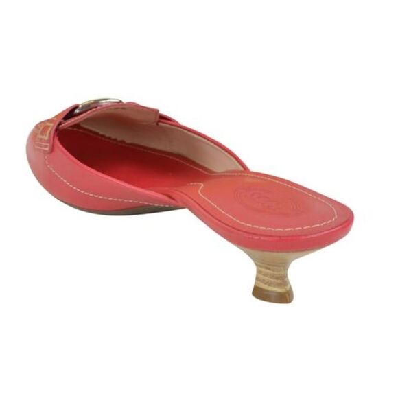 Tod's Red Klimt Sabot Leather Sandals Heels Pump - Picture 4 of 5